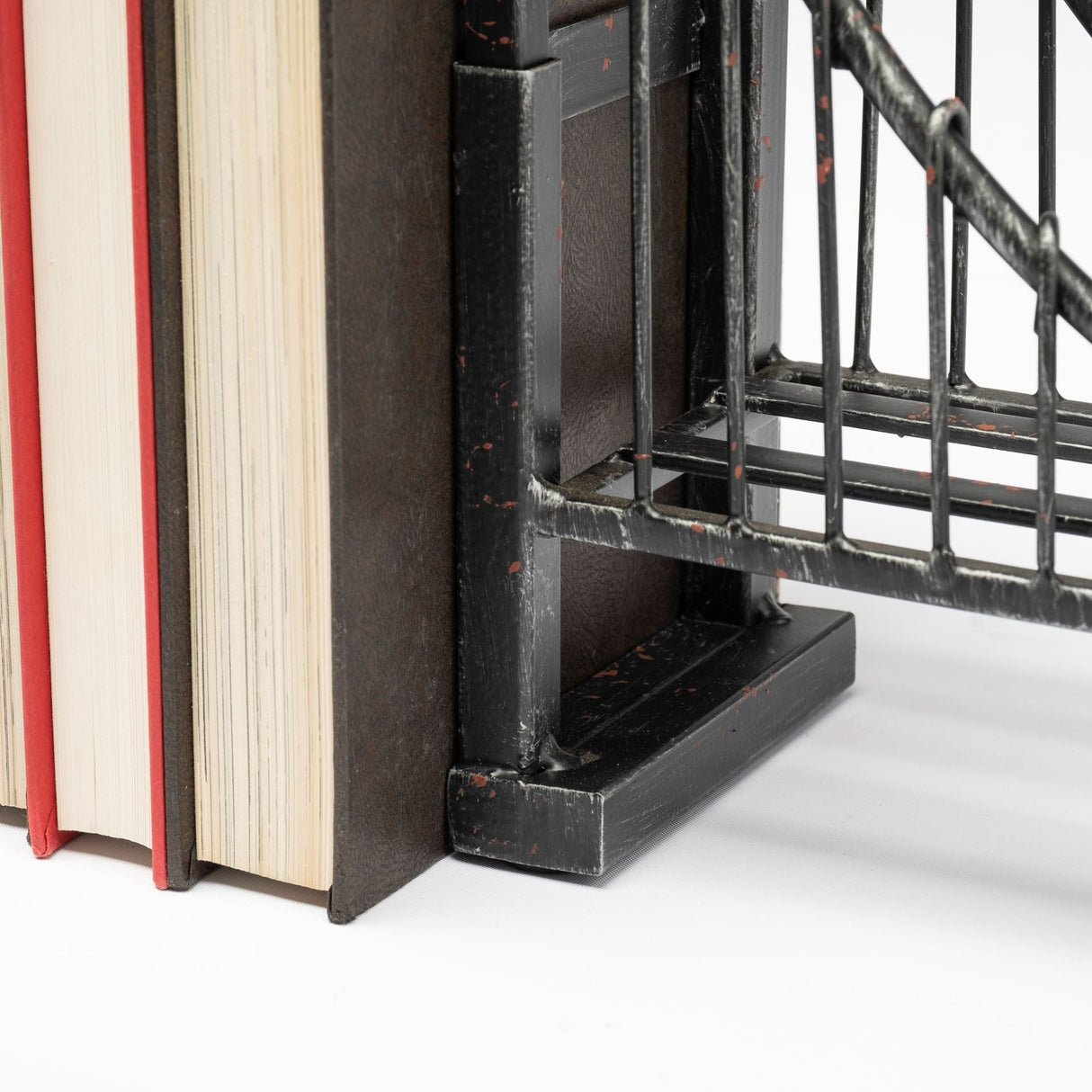 Suspension Set of 2 19L x 4W Brown Wrought Iron Suspension Bridge Bookends by Mercana at Eve Furniture