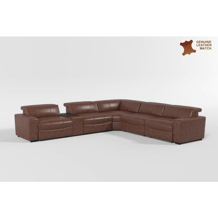 Sutton Brown 7-Piece Modular Power Reclining Sectional with Power Headrests and Charging Ports by Homelegance at Eve Furniture