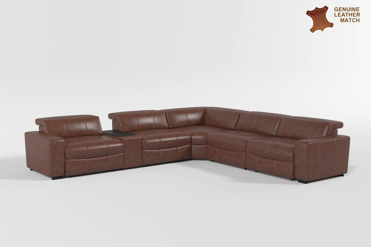 Sutton Brown Leather Power Double Reclining Loveseat with Center Console by Homelegance at Eve Furniture