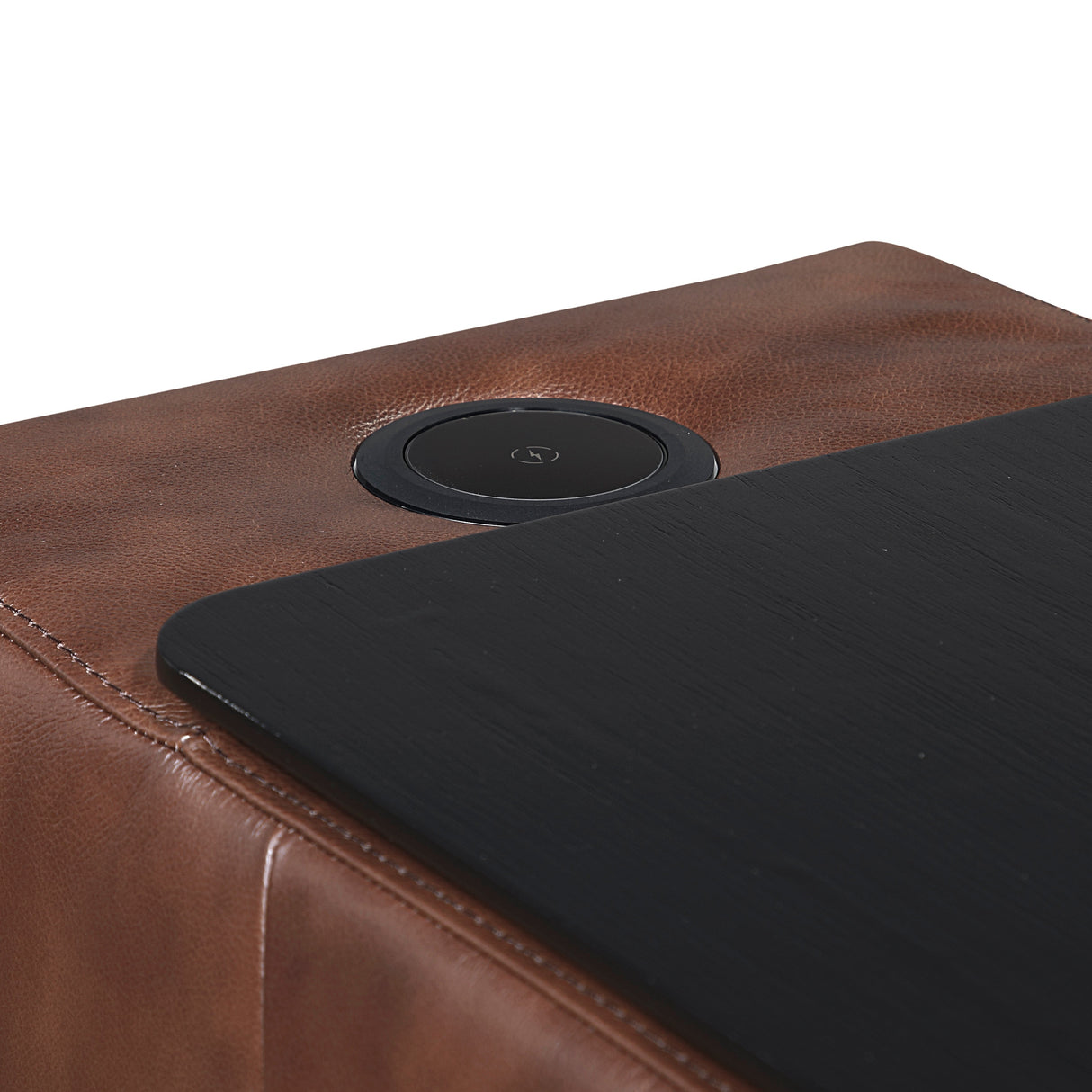 Sutton Brown Leather Power Double Reclining Loveseat with Center Console by Homelegance at Eve Furniture