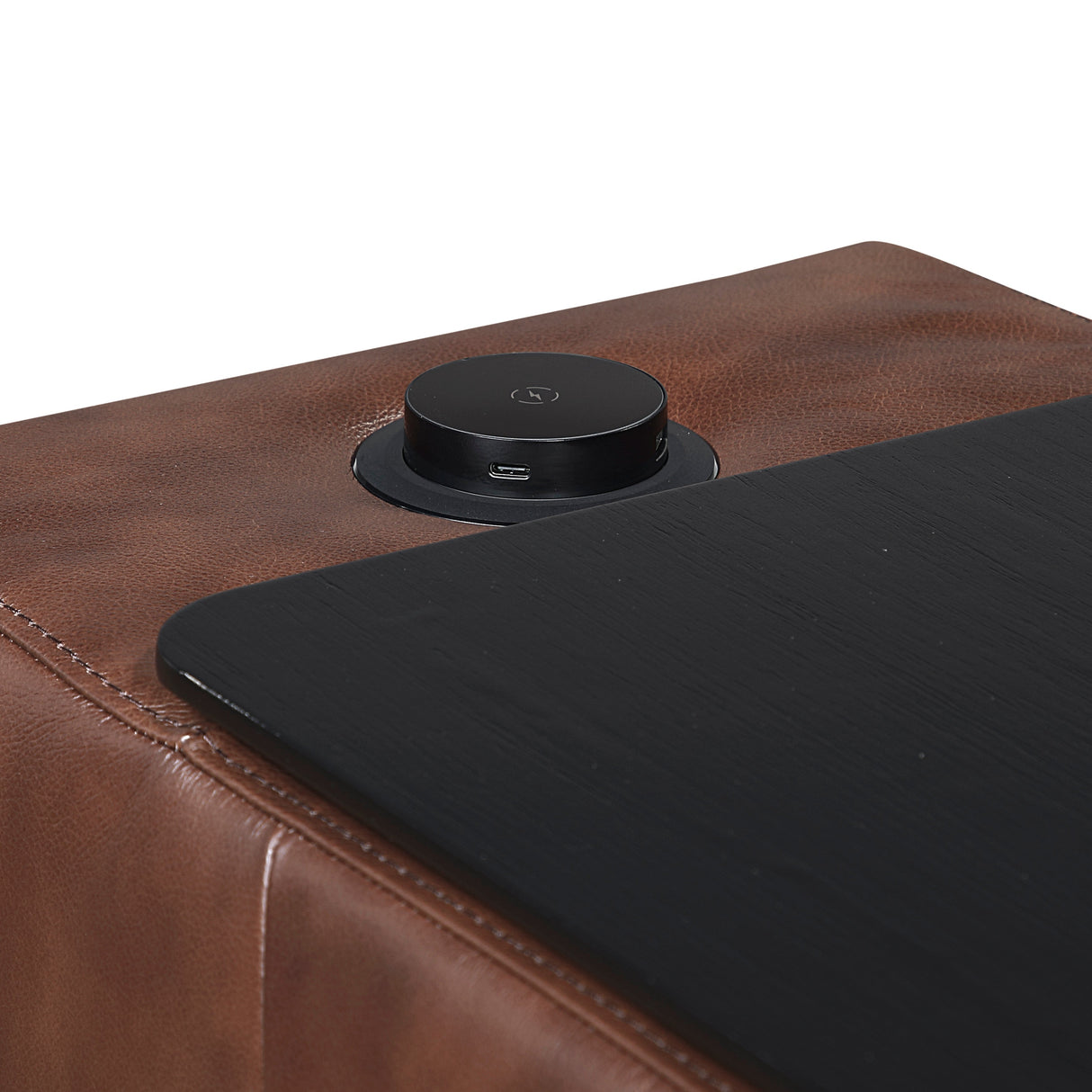 Sutton Brown Leather Power Double Reclining Loveseat with Center Console by Homelegance at Eve Furniture