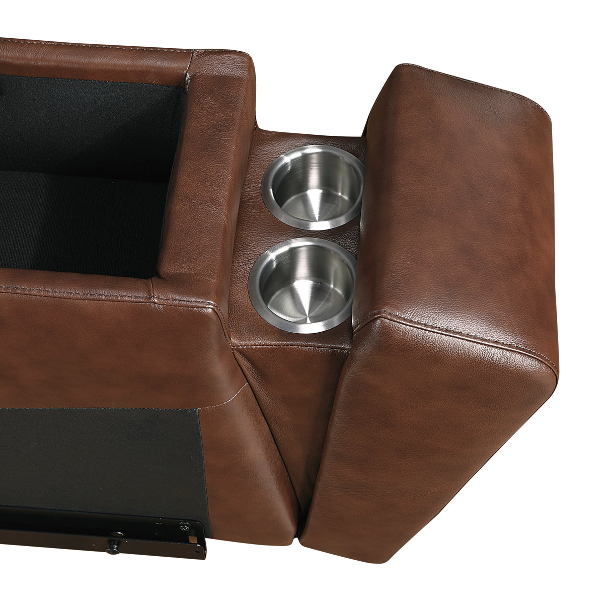 Sutton Brown Leather Power Double Reclining Loveseat with Center Console by Homelegance at Eve Furniture