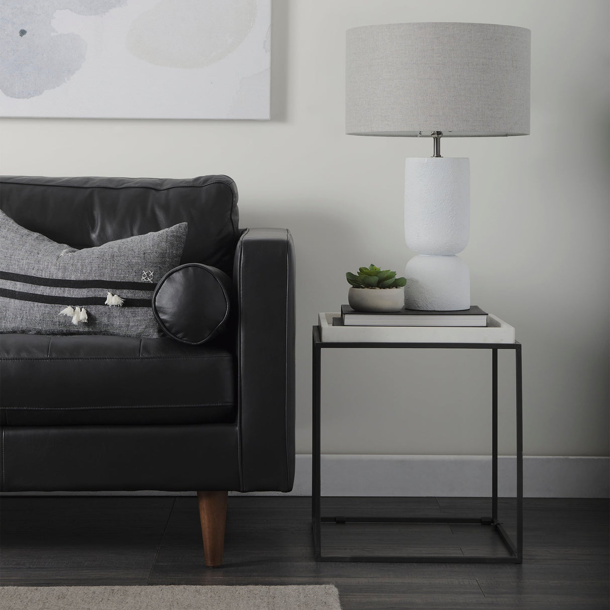 Svend 88.0L x 38.0W x 34.0H Black Leather Sofa by Mercana at Eve Furniture