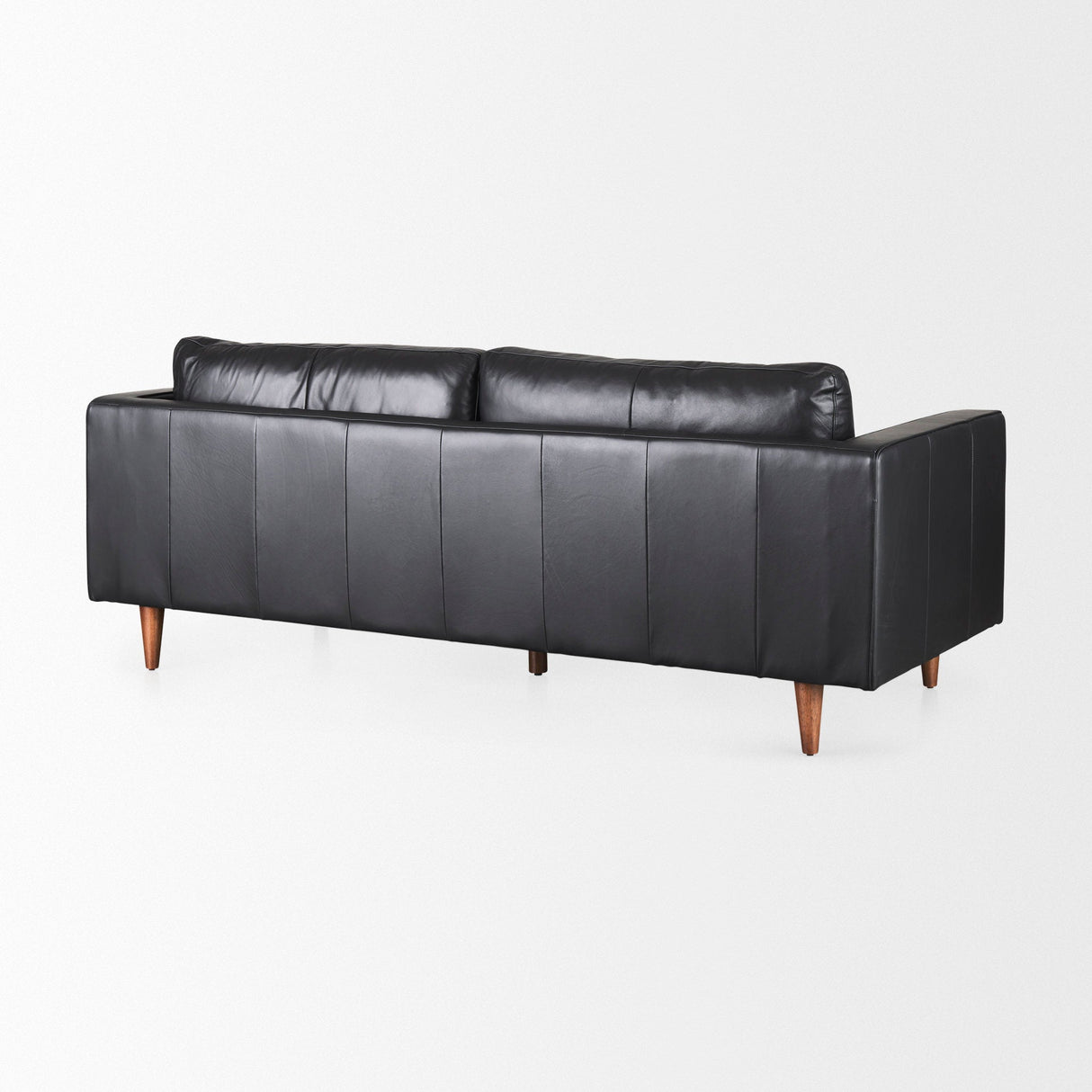 Svend 88.0L x 38.0W x 34.0H Black Leather Sofa by Mercana at Eve Furniture