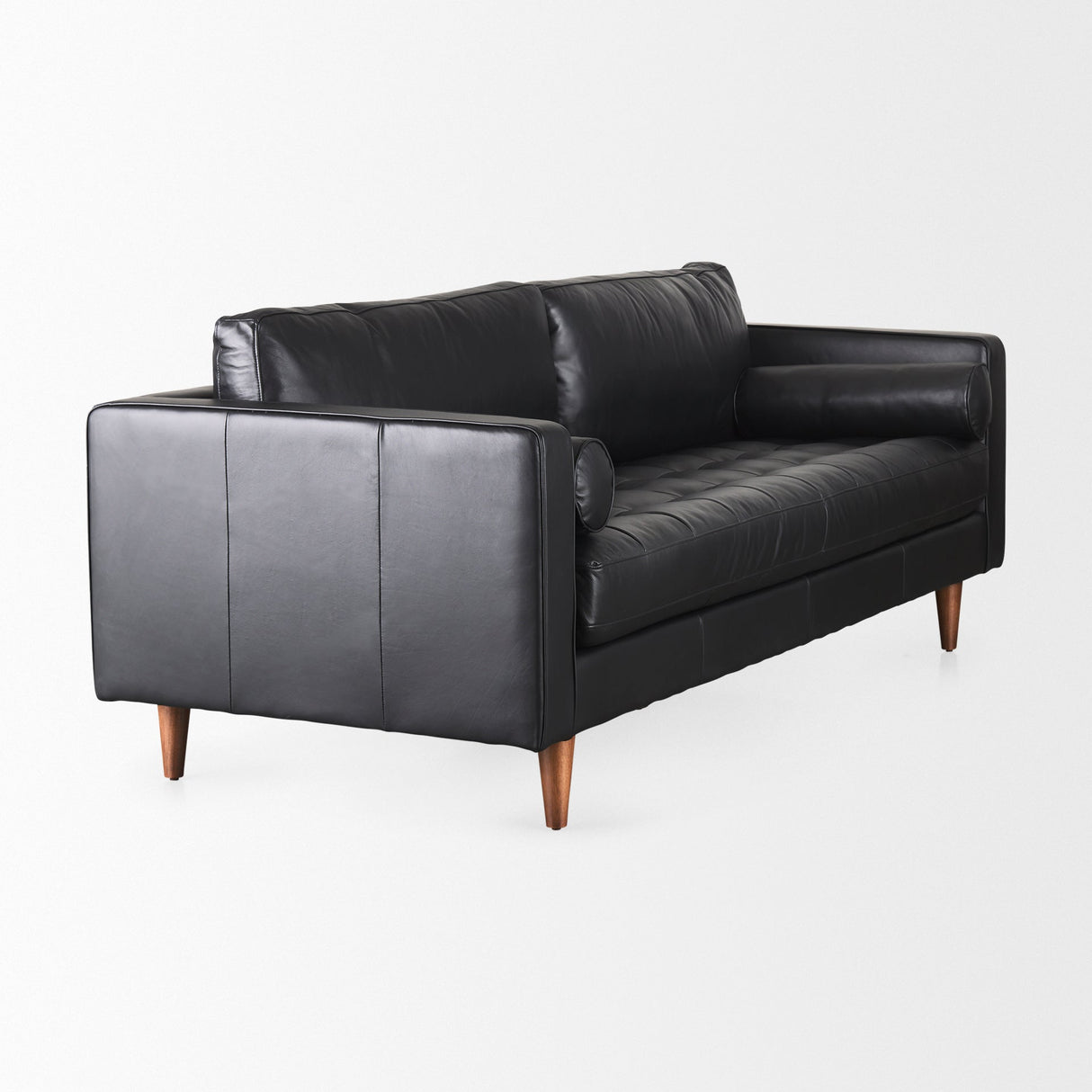 Svend 88.0L x 38.0W x 34.0H Black Leather Sofa by Mercana at Eve Furniture