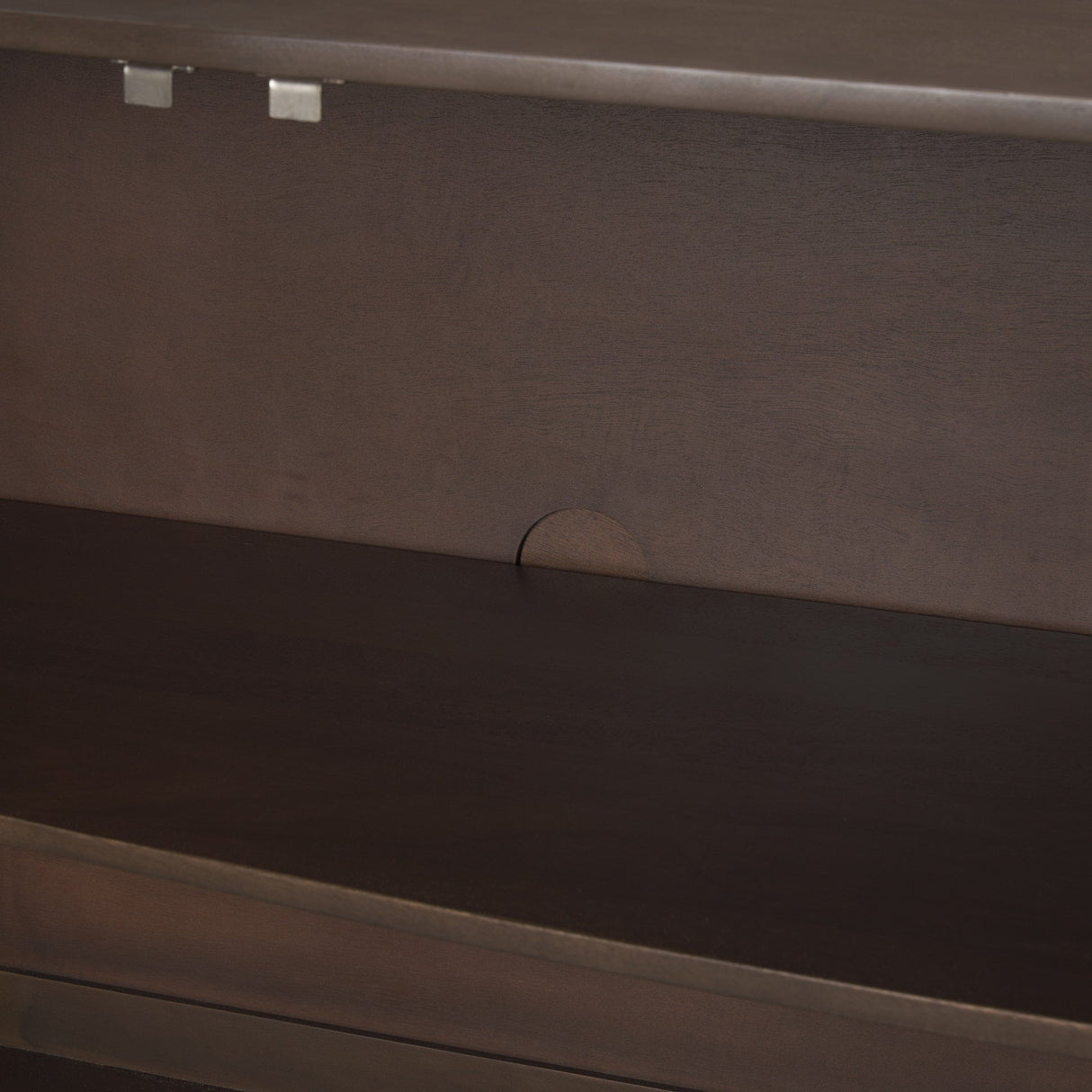 Swanson Dark Brown Wooden Scalloped Sideboard by Mercana at Eve Furniture