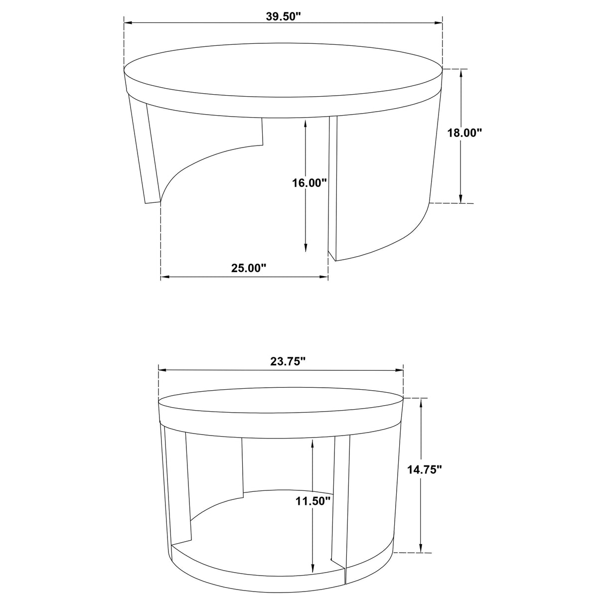 Sweeney Black 2-piece Round Wood Occasional Nesting Table Set by Coaster at Eve Furniture