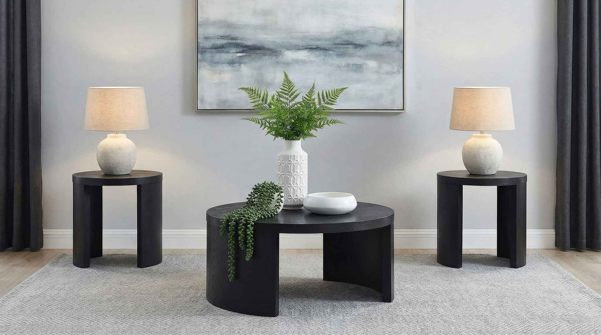 Sweeney Black 3-piece Coffee and End Occasional Table Set by Coaster at Eve Furniture