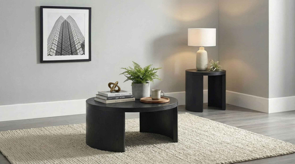 Sweeney Black 39-inch Round Wood Occasional Cocktail Coffee Table by Coaster at Eve Furniture