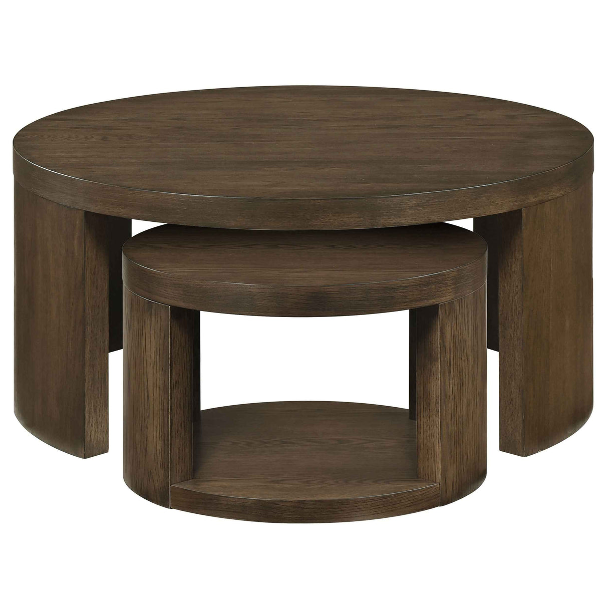 Sweeney Dark Walnut 2-piece Round Wood Occasional Nesting Table Set by Coaster at Eve Furniture