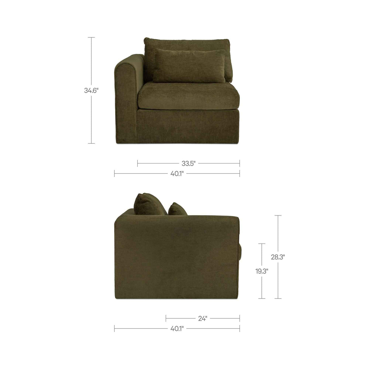 Swift Dark Green Left Arm Facing Chair by Moe's Home at Eve Furniture