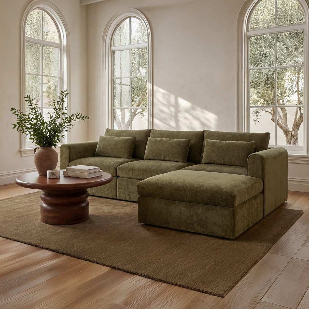 Swift Dark Green Lounge Modular Sectional by MOES at Eve Furniture