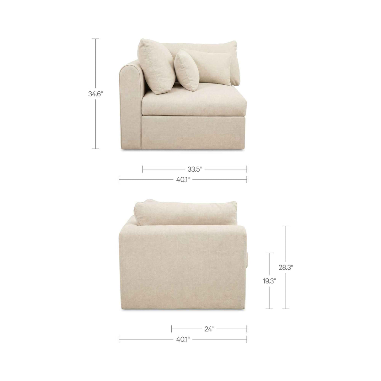 Swift Light Beige Corner Chair by Moe's Home at Eve Furniture