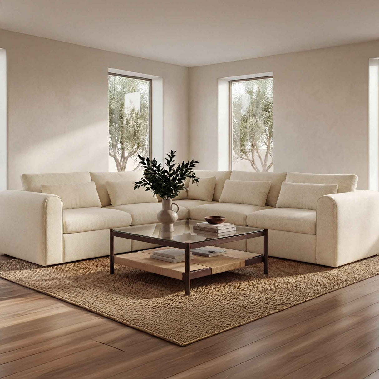 Swift Light Beige Corner Chair by Moe's Home at Eve Furniture