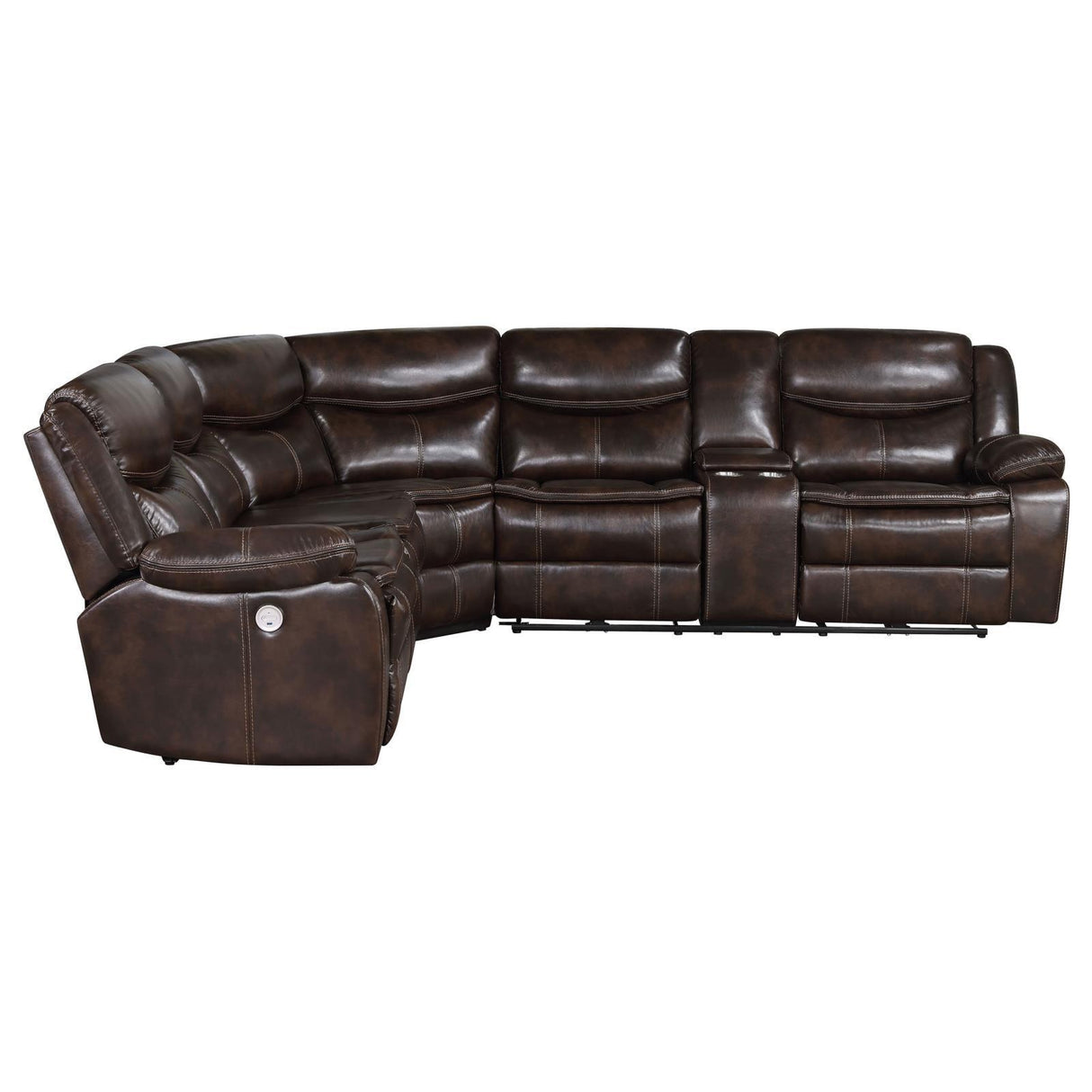 Sycamore Brown Upholstered Power Reclining Sectional by Coaster at Eve Furniture
