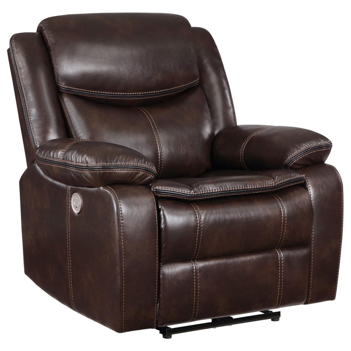 Sycamore Dark Brown Upholstered Power Recliner Chair by Coaster at Eve Furniture