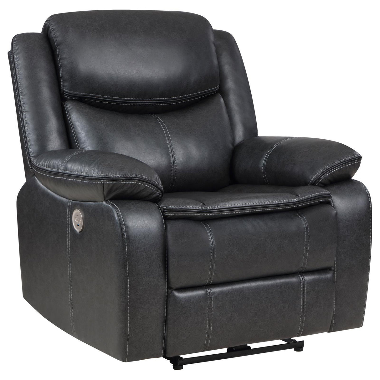 Sycamore Dark Grey Upholstered Power Recliner Chair by Coaster at Eve Furniture