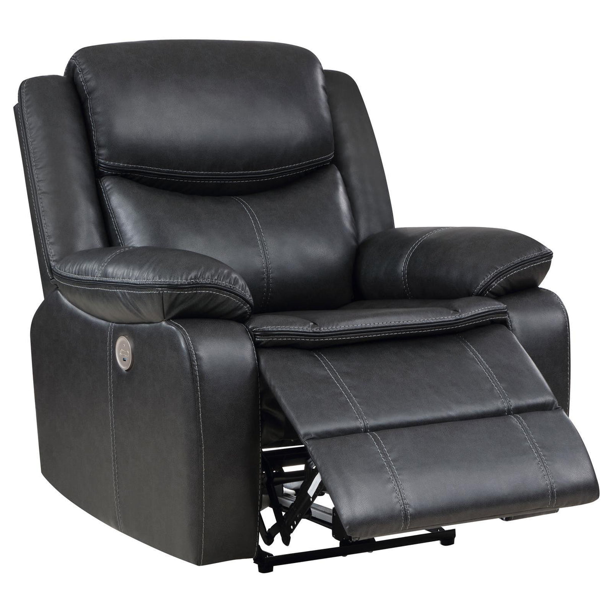 Sycamore Dark Grey Upholstered Power Recliner Chair by Coaster at Eve Furniture