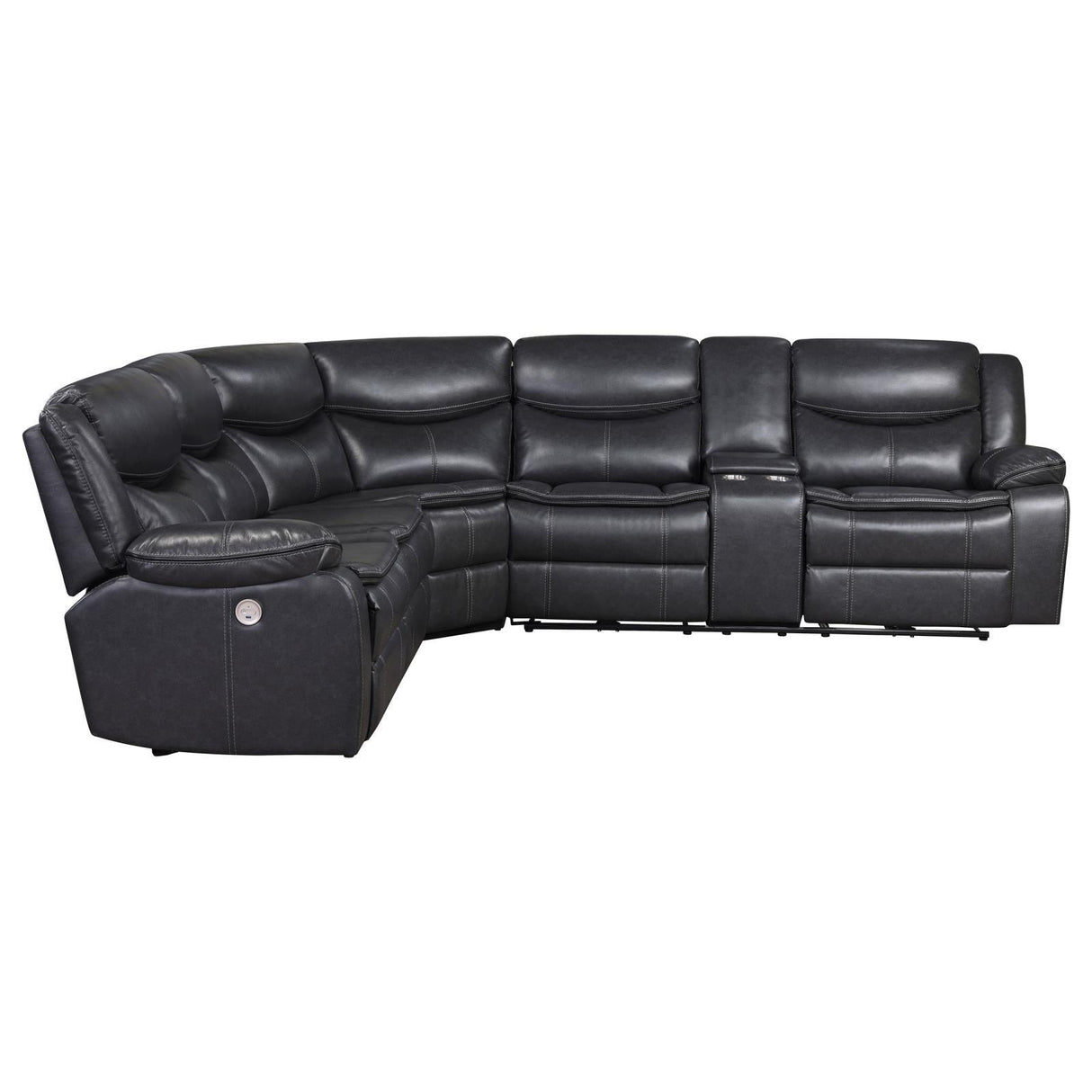 Sycamore Gray Upholstered Power Reclining Sectional by Coaster at Eve Furniture