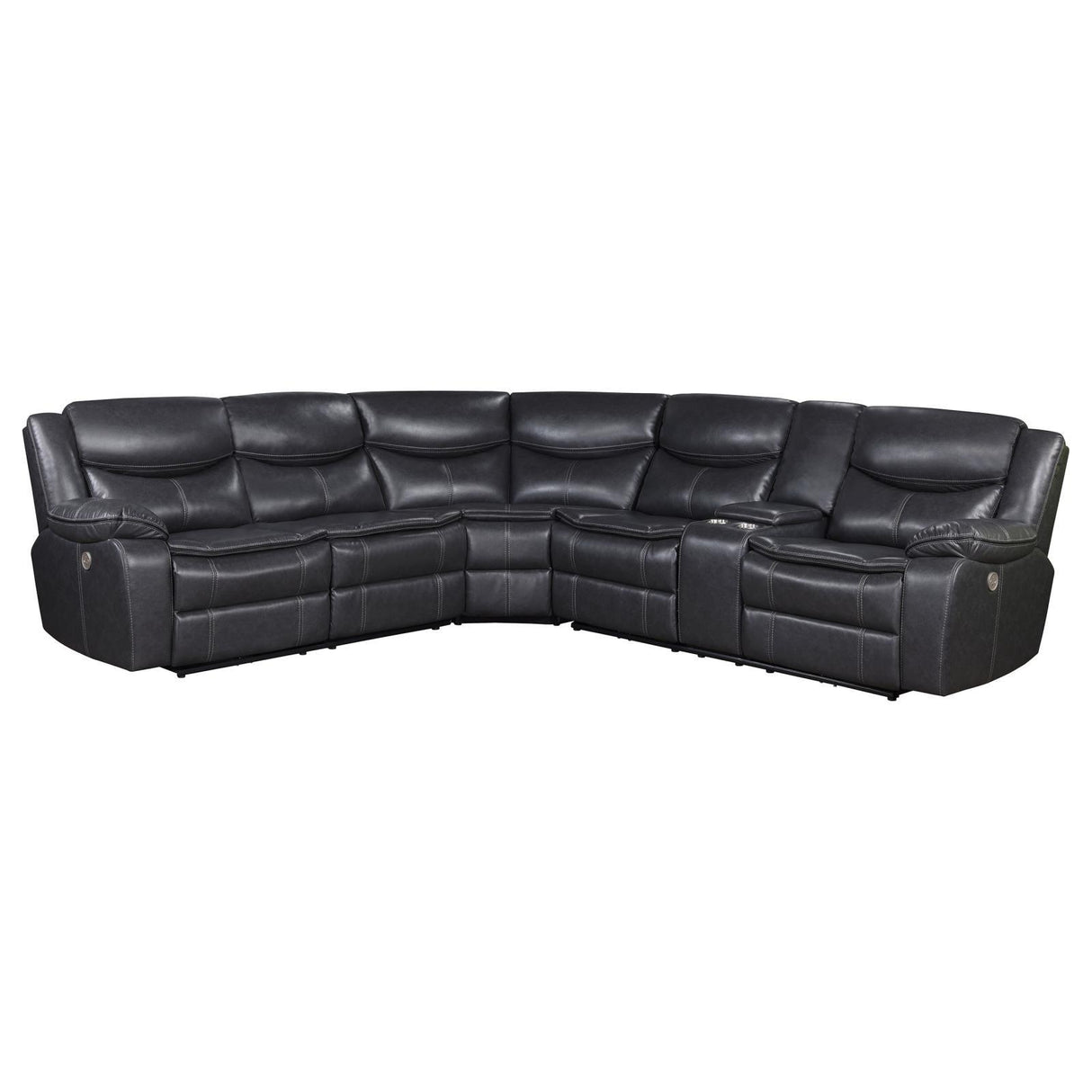 Sycamore Gray Upholstered Power Reclining Sectional by Coaster at Eve Furniture