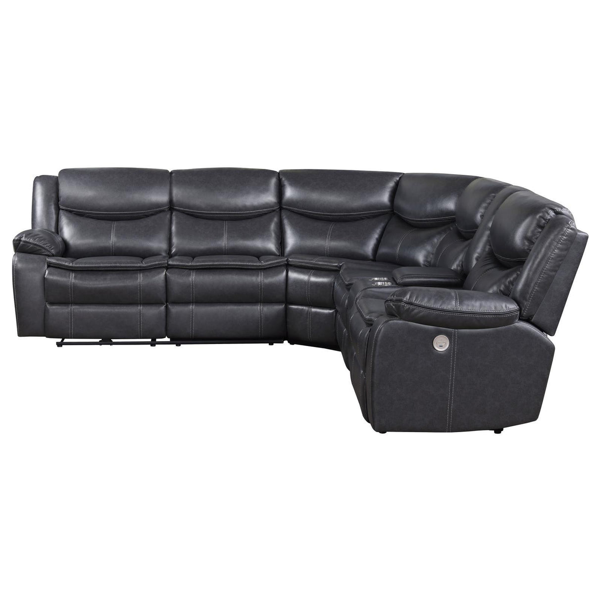 Sycamore Gray Upholstered Power Reclining Sectional by Coaster at Eve Furniture