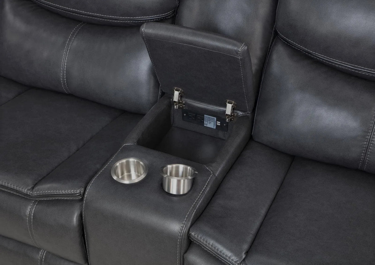 Sycamore Gray Upholstered Power Reclining Sectional by Coaster at Eve Furniture