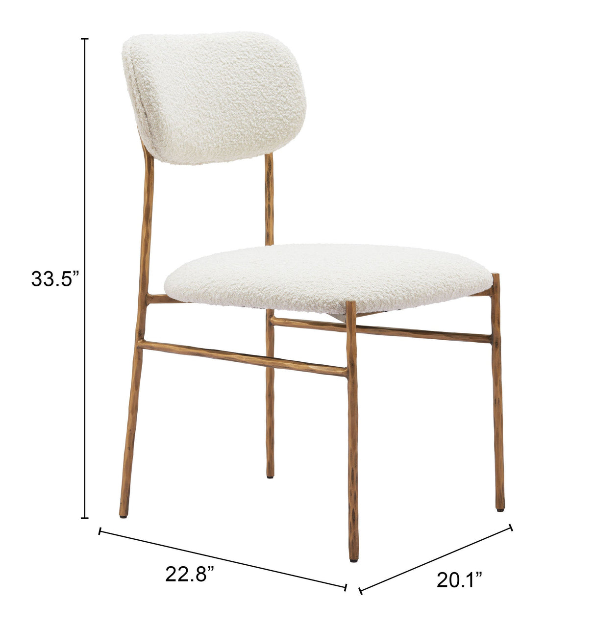 Sydhavnen Cream & Gold Dining Chair by Zuomod at Eve Furniture