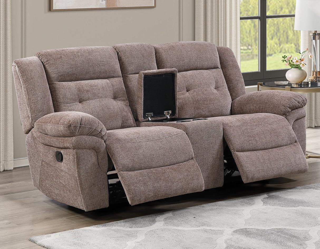 Sydney Console Loveseat, Manual Reclining, Glider, Brown by Steve Silver at Eve Furniture