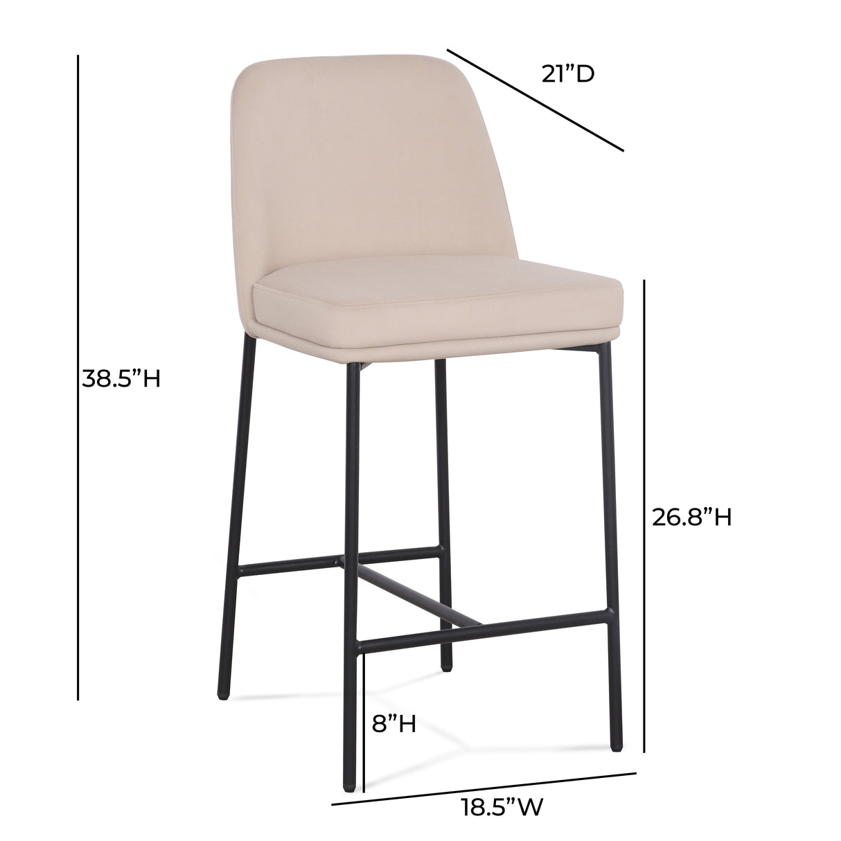Sydney Performance Velvet Counter Stool Set of 2 by TOV Furniture at Eve Furniture
