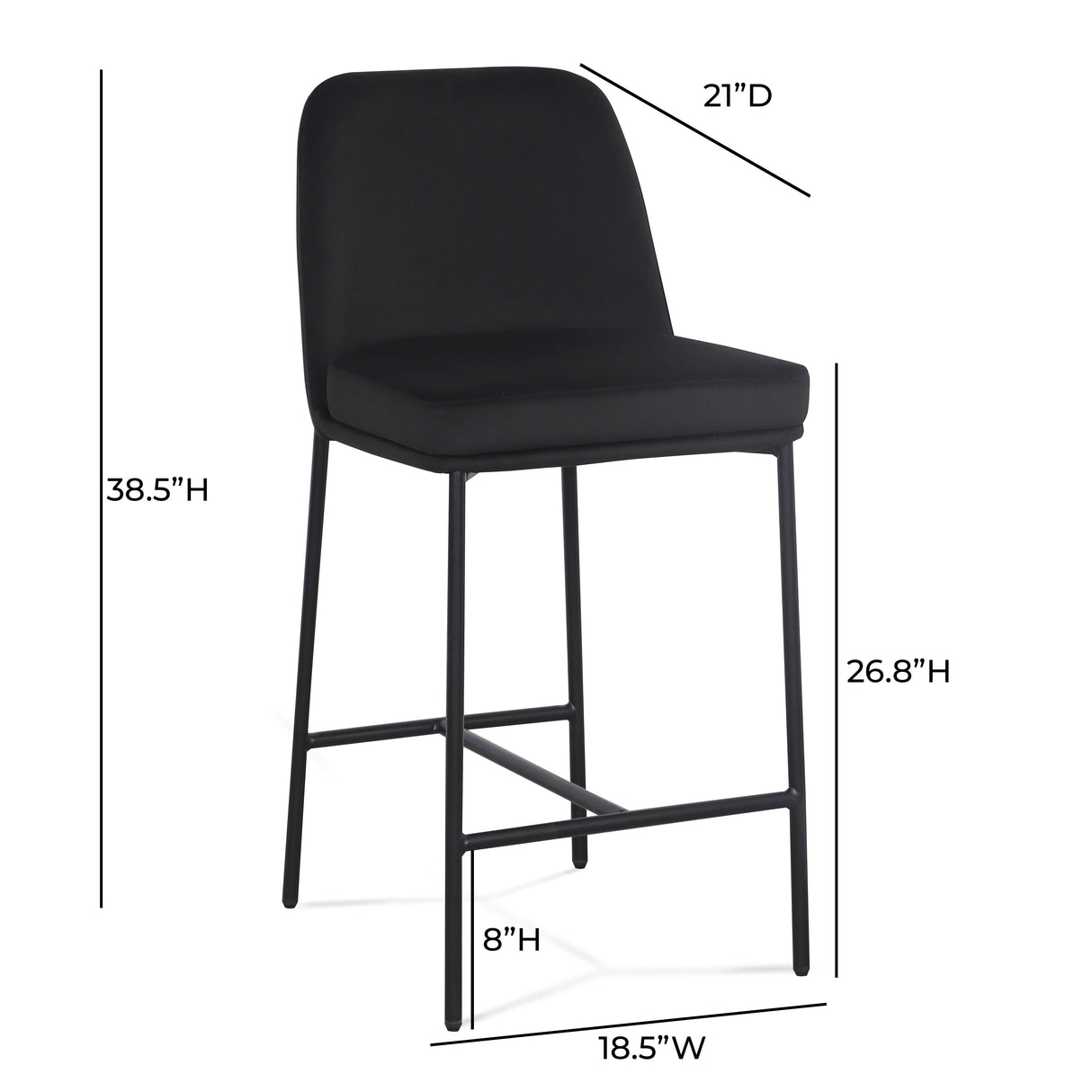 Sydney Performance Velvet Counter Stool Set of 2 by TOV Furniture at Eve Furniture