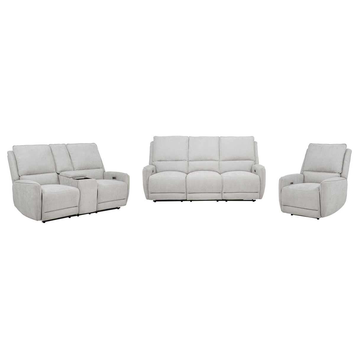 Sylmar Dove Gray 3-Piece Chenille Power Reclining Set by Coaster at Eve Furniture