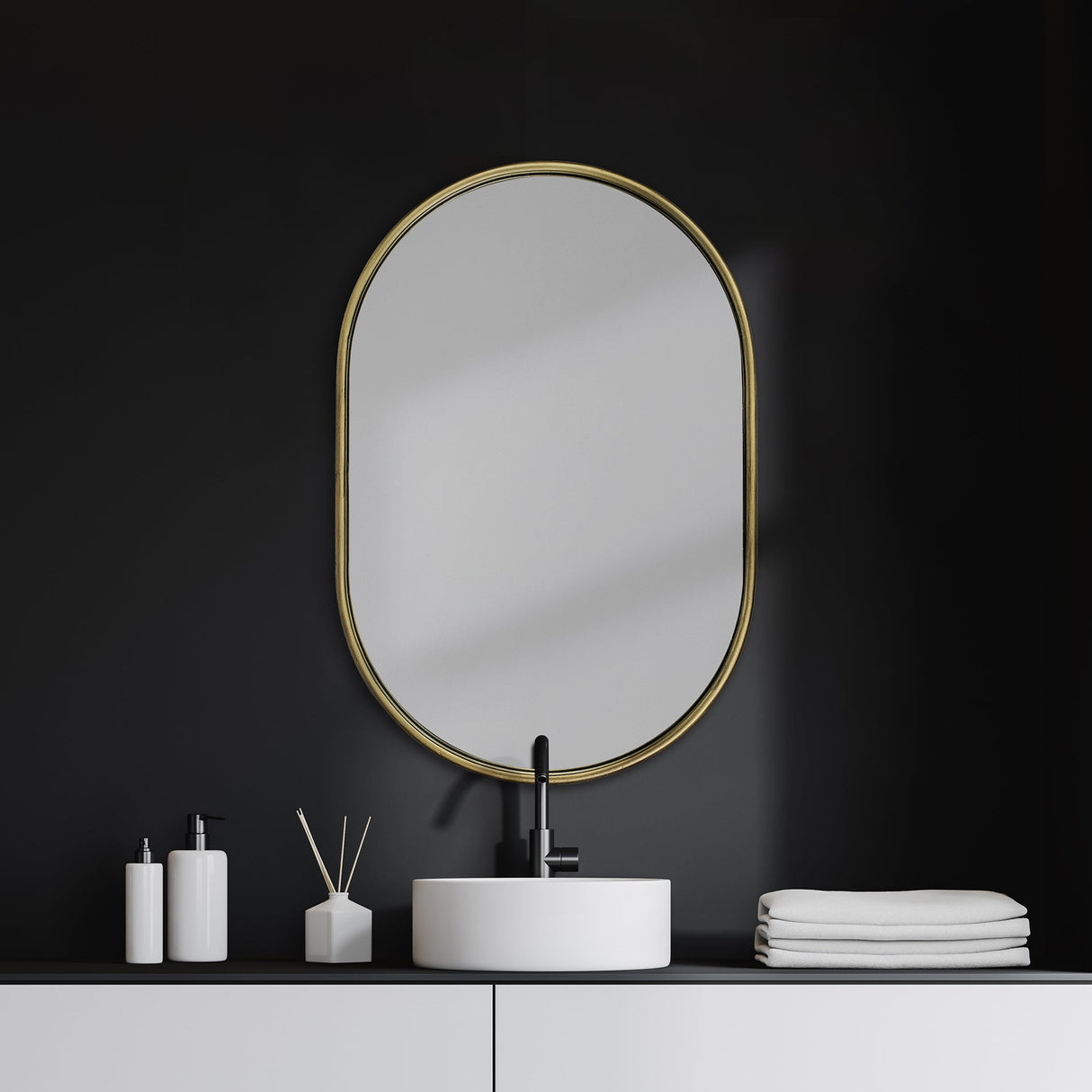 Sylvia I Oval Gold Metal Frame Wall Mirror by Mercana at Eve Furniture