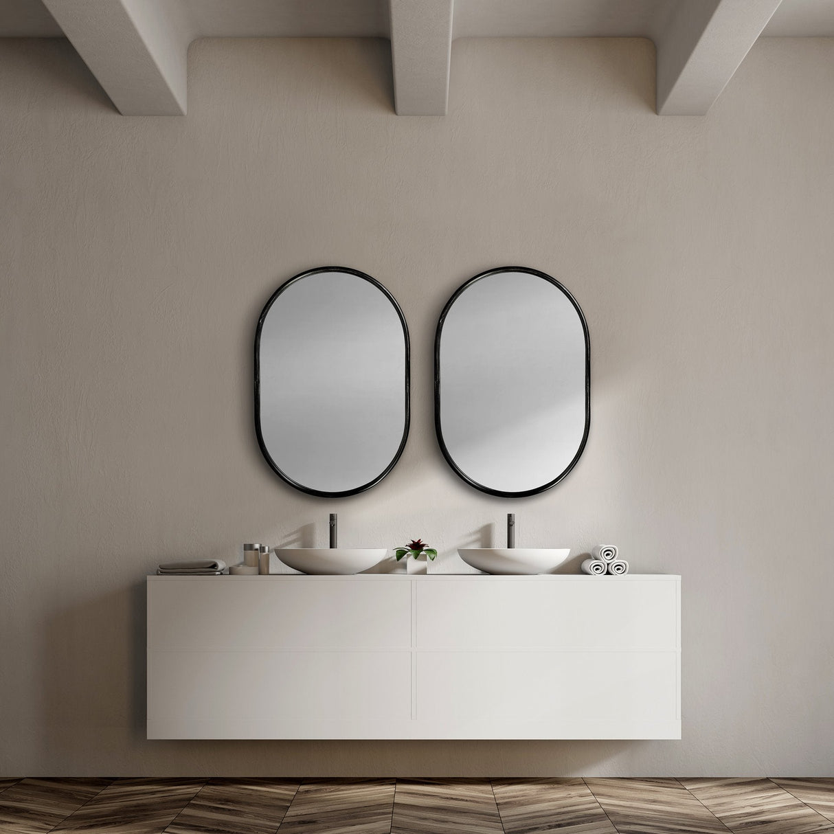Sylvia II Oval Black Metal Frame Mirror by Mercana at Eve Furniture