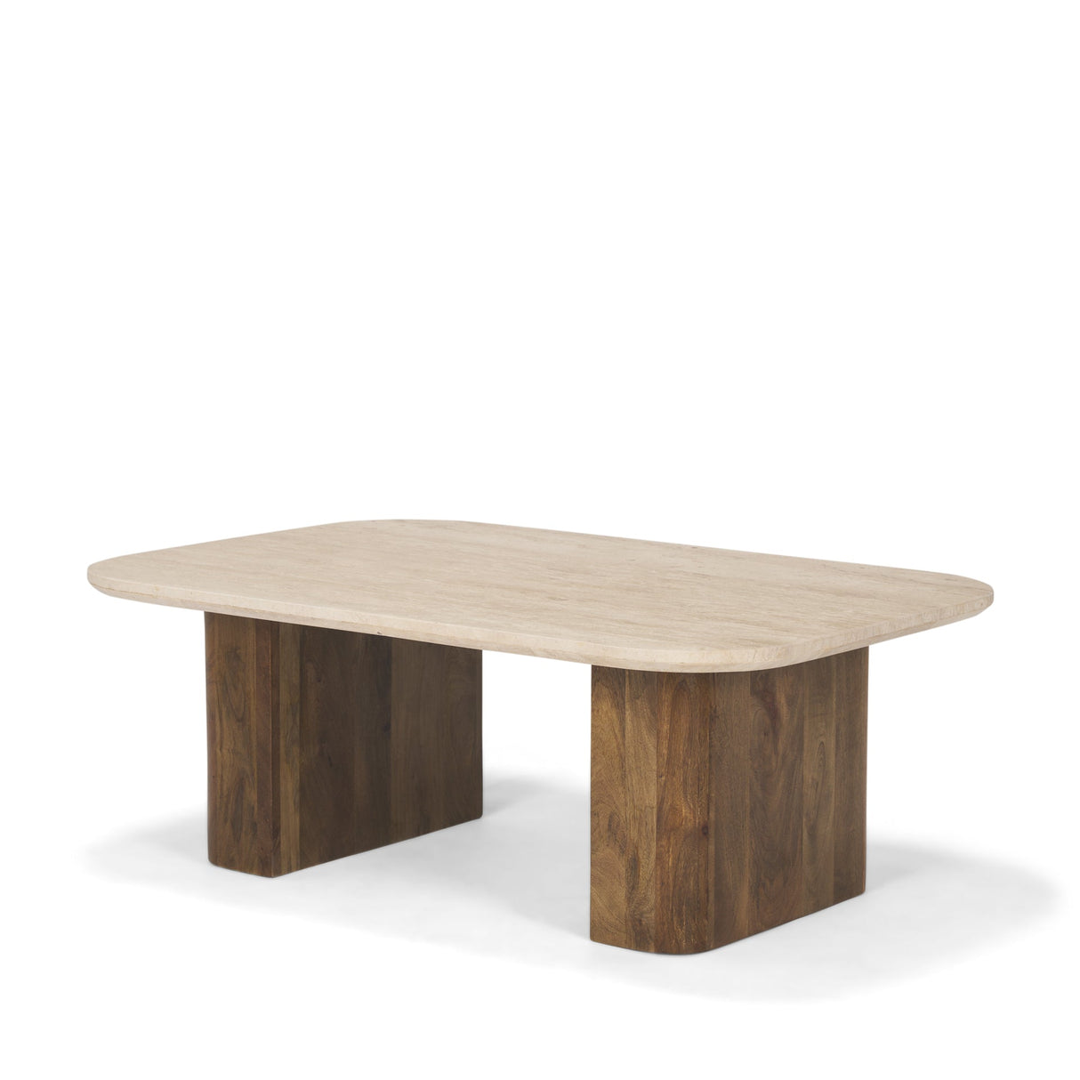 Symona Travertine and Mango Wood Rectangle Coffee Table by Mercana at Eve Furniture