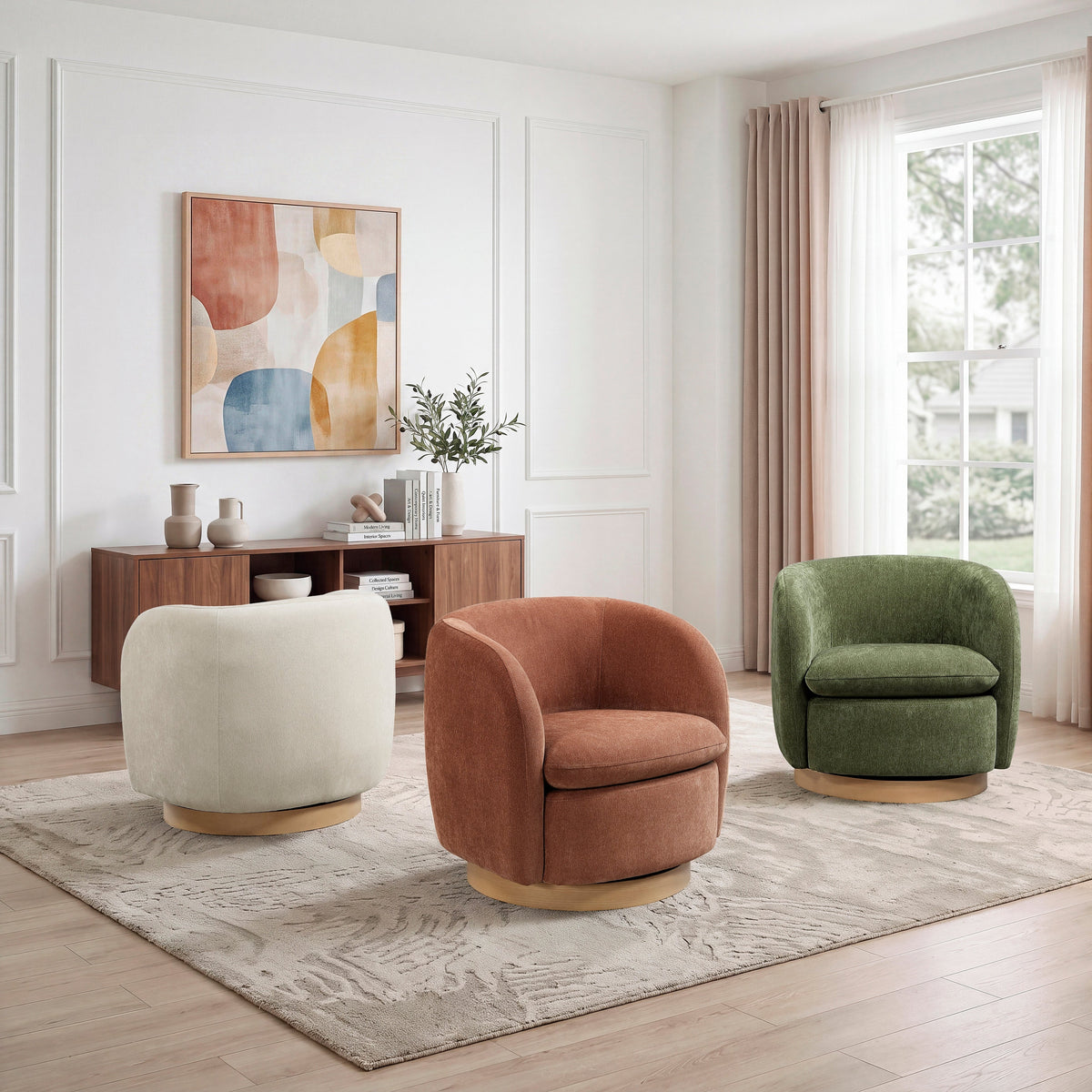 Synova Brown Chenille Swivel Chair by Homelegance at Eve Furniture