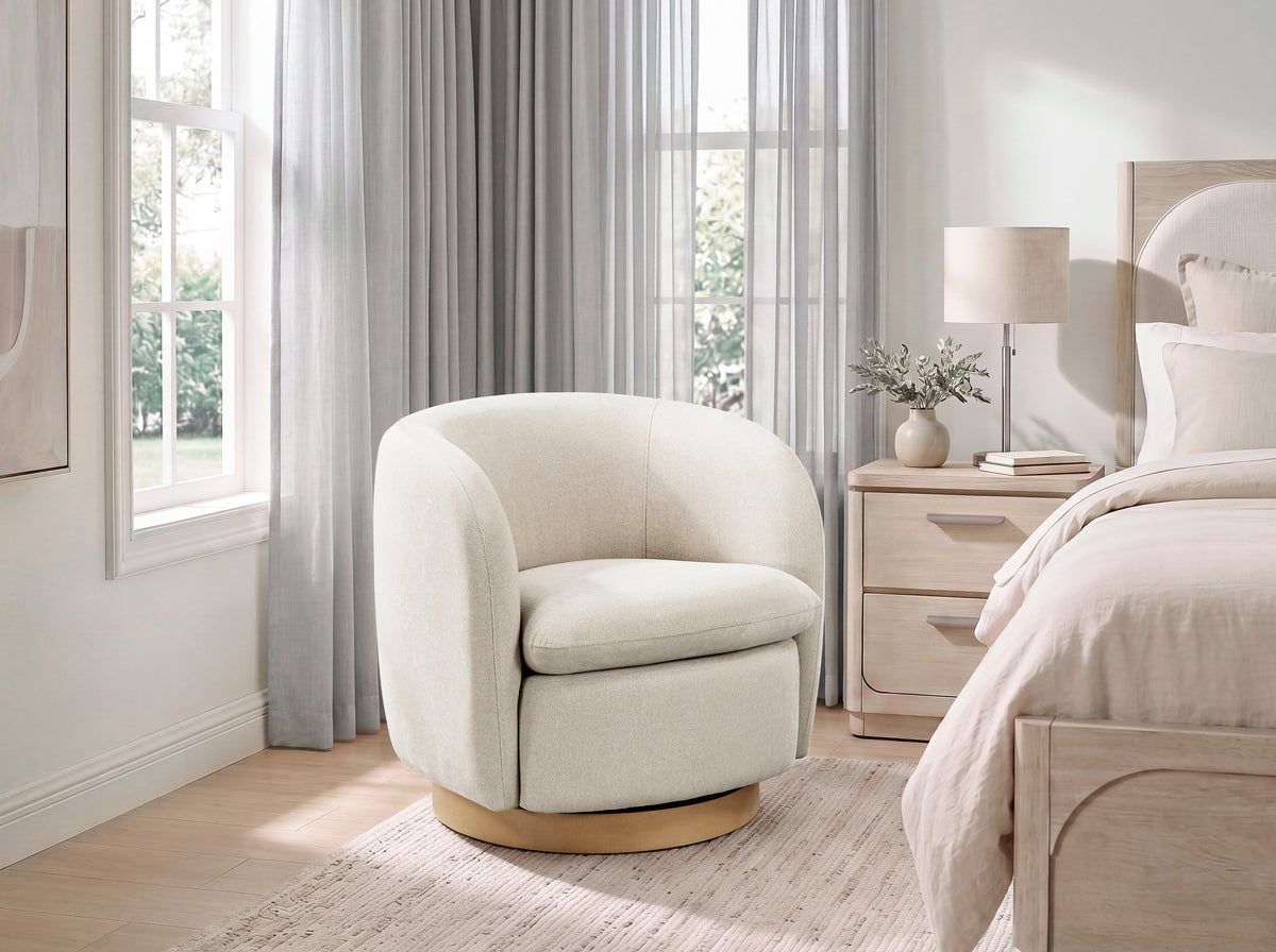 Synova Taupe Chenille Swivel Chair by Homelegance at Eve Furniture