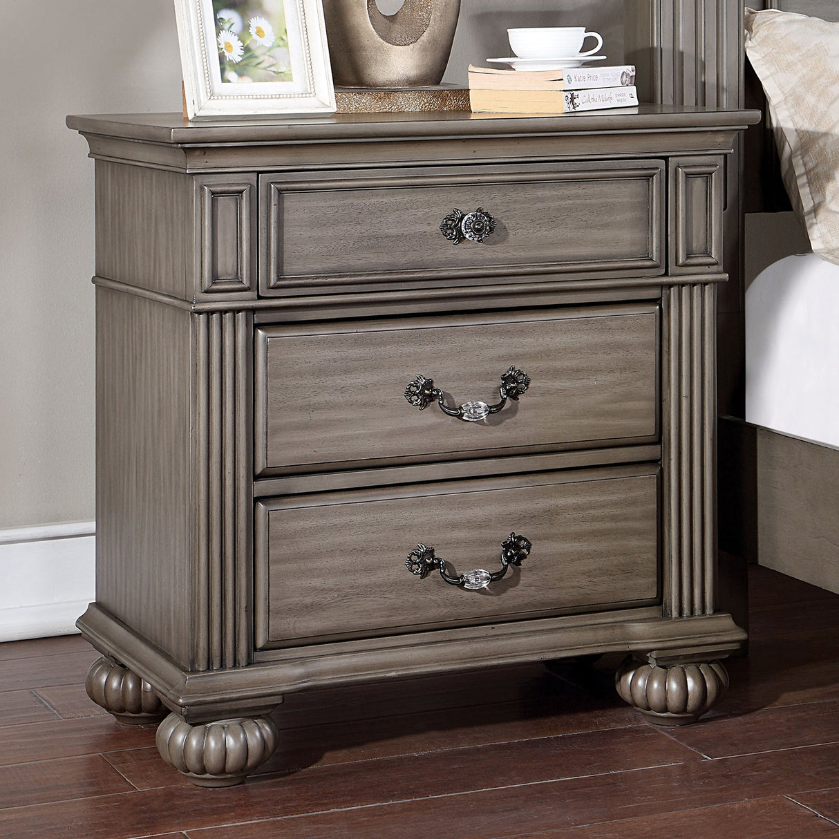Syracuse Gray Night Stand by Furniture of America at Eve Furniture