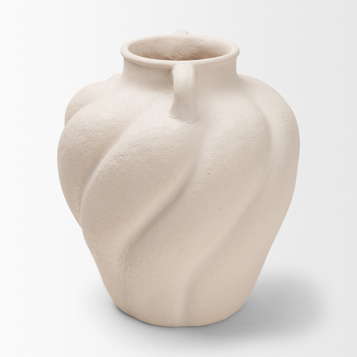 Syros Twisted Small Cream Ceramic Urn Vase by Mercana at Eve Furniture