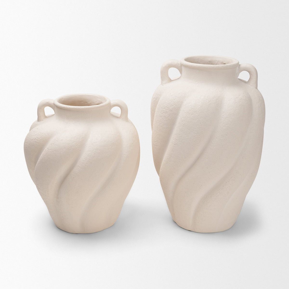 Syros Twisted Tall Cream Ceramic Urn Vase by Mercana at Eve Furniture