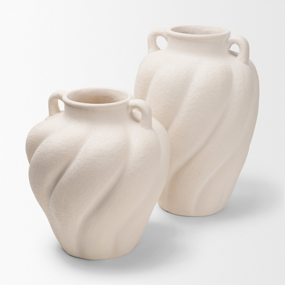 Syros Twisted Tall Cream Ceramic Urn Vase by Mercana at Eve Furniture