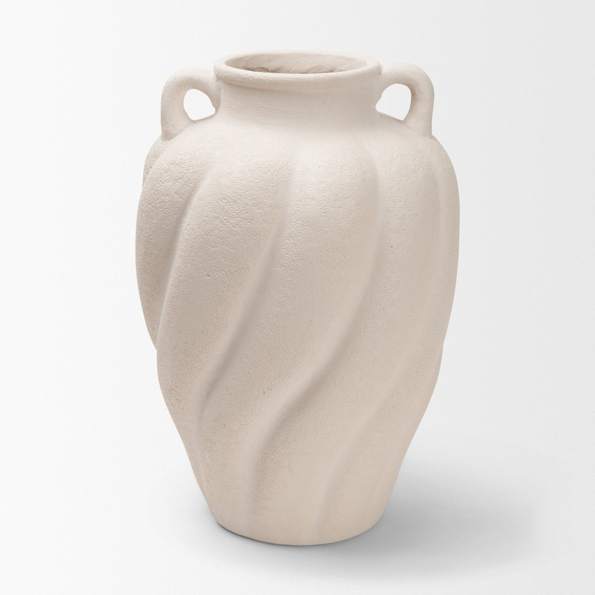Syros Twisted Tall Cream Ceramic Urn Vase by Mercana at Eve Furniture