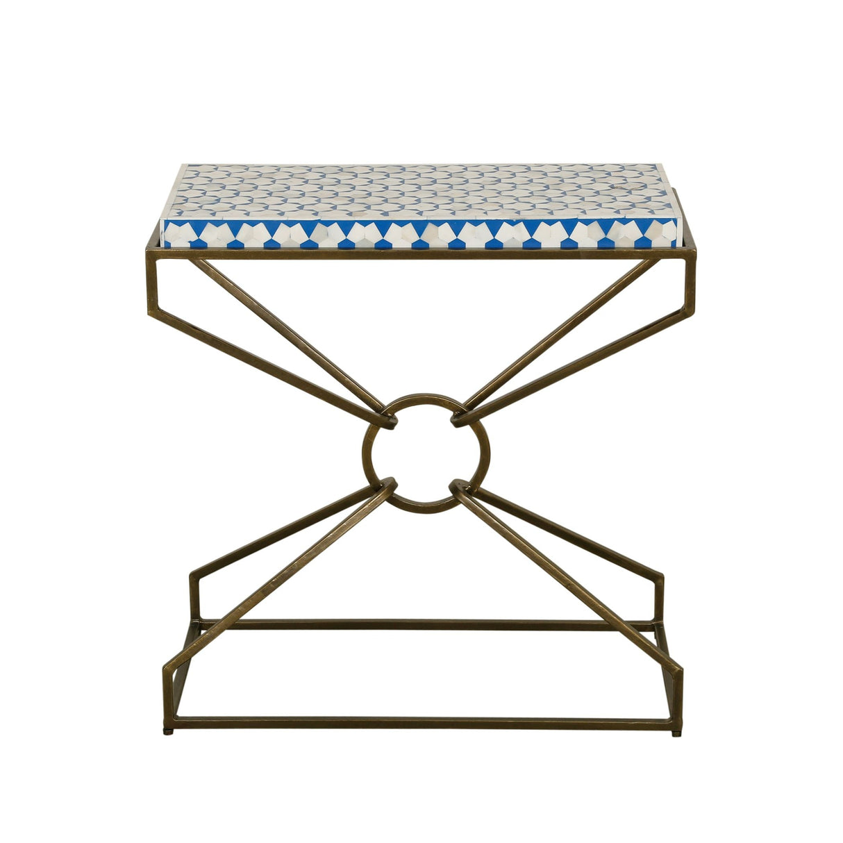 Taara 24" Side Table with Horn Inlay and Brass Base by Home Trends & Design at Eve Furniture
