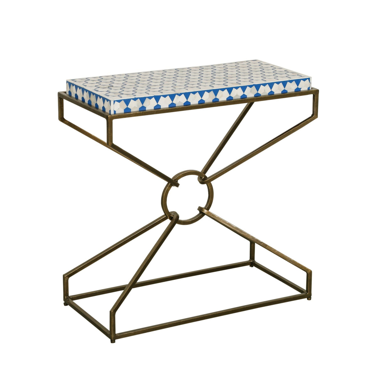 Taara 24" Side Table with Horn Inlay and Brass Base by Home Trends & Design at Eve Furniture