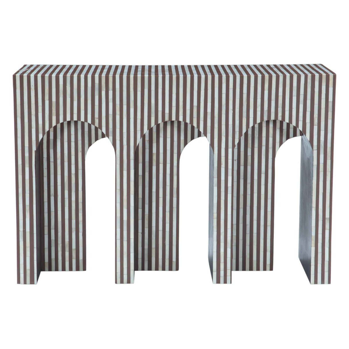Taara 48" Arched Console Table in Brown and White Bone Inlay by Home Trends & Design at Eve Furniture