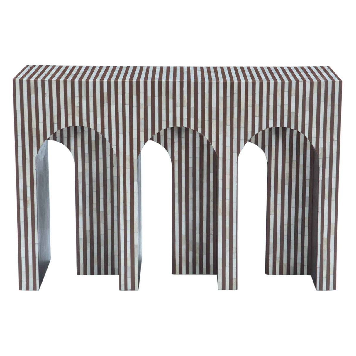 Taara 48" Arched Console Table in Brown and White Bone Inlay by Home Trends & Design at Eve Furniture