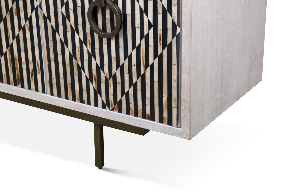 Taara 72" Sideboard with Horn and Wood Inlay on Metal Base by Home Trends & Design at Eve Furniture