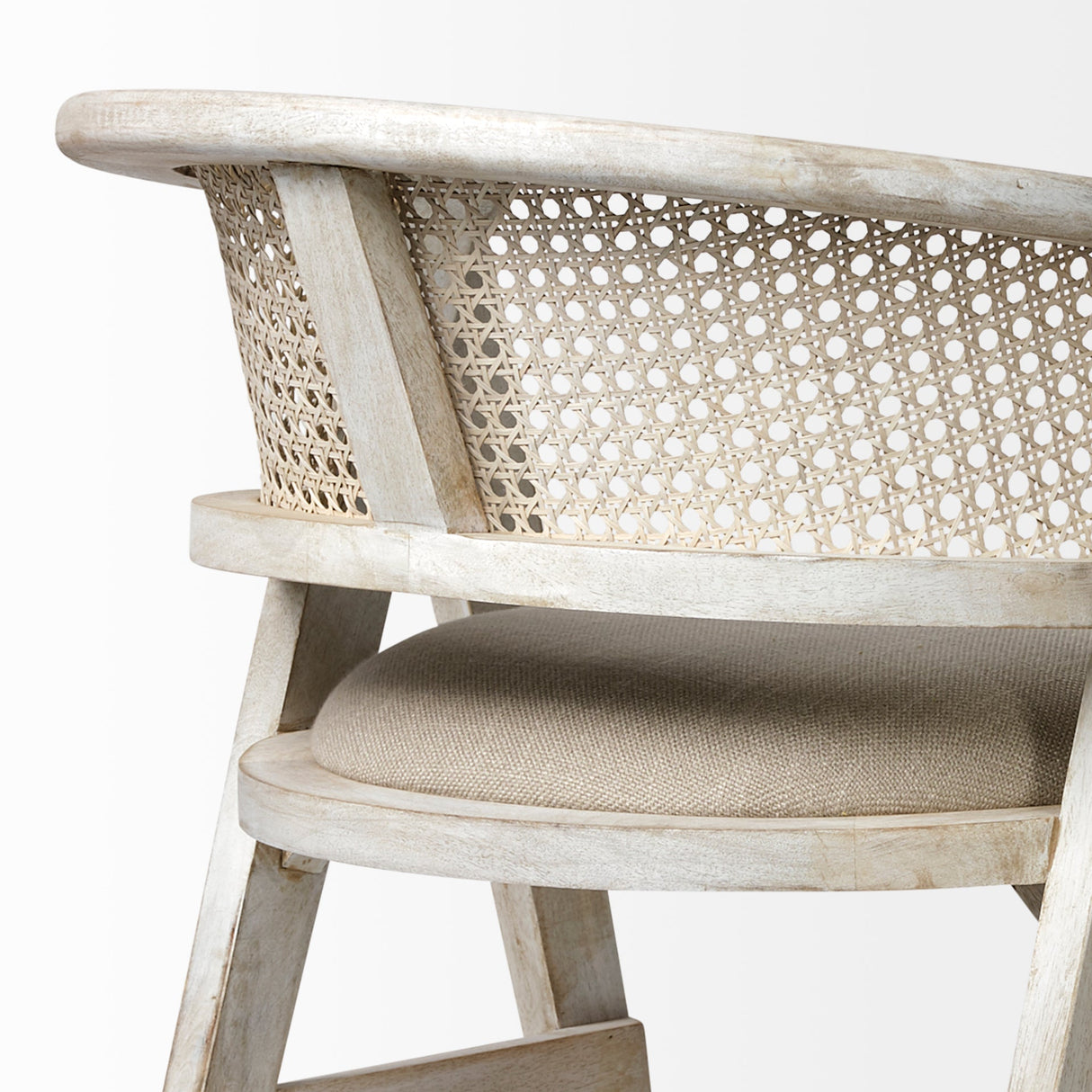 Tabitha 30.75" Seat Height Beige Fabric/Rattan Seat Blonde Wood Frame Bar Stool by Mercana at Eve Furniture