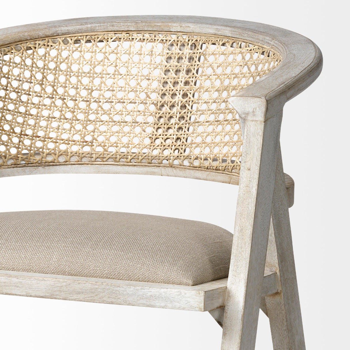 Tabitha Beige Fabric/Rattan Seat Blonde Wood Frame Bar Stool by Mercana at Eve Furniture