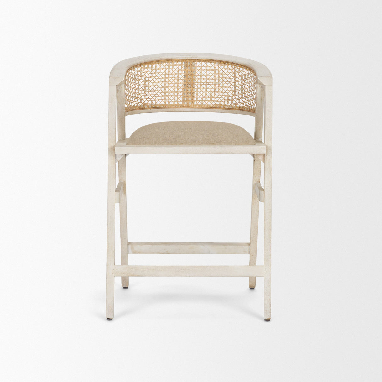 Tabitha Beige Fabric/Rattan Seat Blonde Wood Frame Counter Stool by Mercana at Eve Furniture