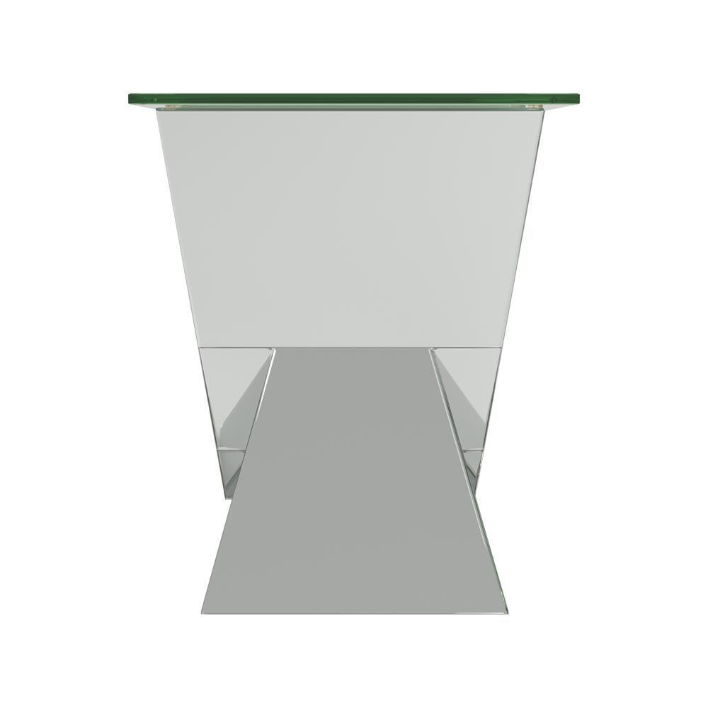 Taffeta Silver V-Shaped End Table with Glass Top by Coaster at Eve Furniture